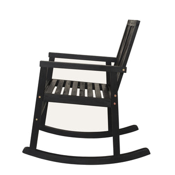 Ned Modern Chevron-Back 300-Lbs Support Acacia Wood Patio Outdoor Rocking Chair - JONATHAN Y